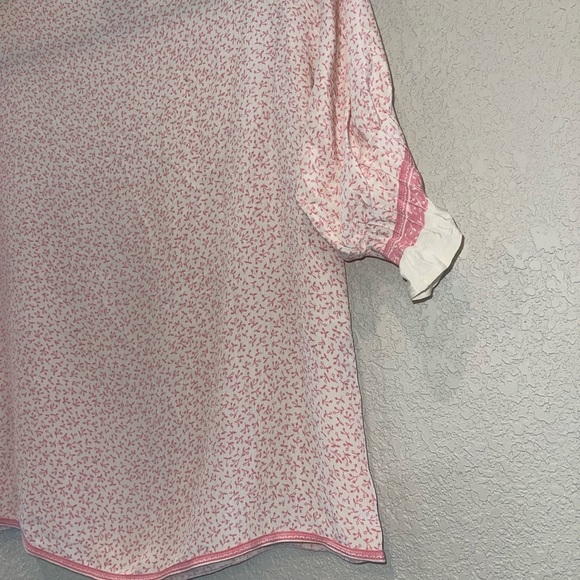 Neiman Marcus Blouse Top Pink Flower Light Weight Size 6 vintage - Picture 10 of 11